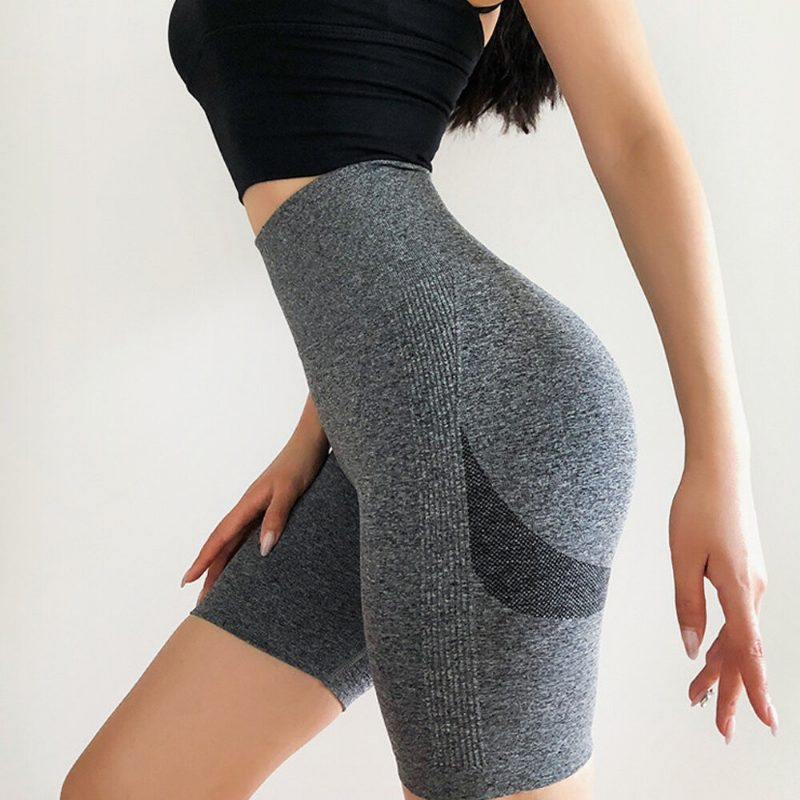 Naisten Korkeavyötäröiset Joogashortsit Nylon Spandex Fitness Gym Workout Juoksu Urheilu Aktiivivaatteet Control Butt Lift Hengittävät Kesäurheilushortsit