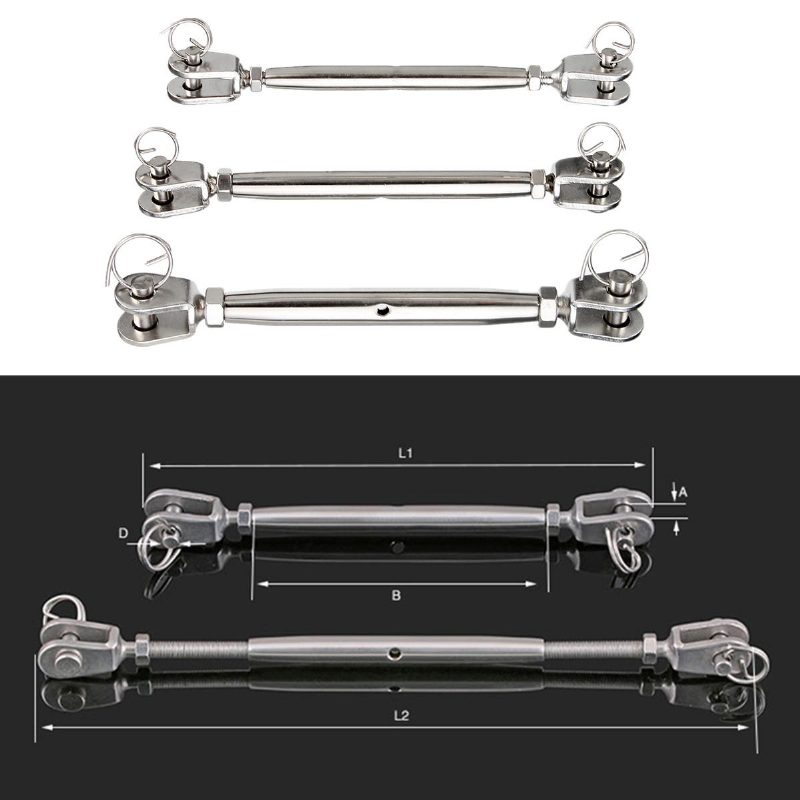 M5 M6 M8 Jaw & Jaw Turnbuckle 316 Ruostumattomasta Teräksestä Umpirunkoinen Takilaruuvi Veneveneille