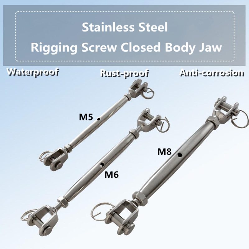 M5 M6 M8 Jaw & Jaw Turnbuckle 316 Ruostumattomasta Teräksestä Umpirunkoinen Takilaruuvi Veneveneille