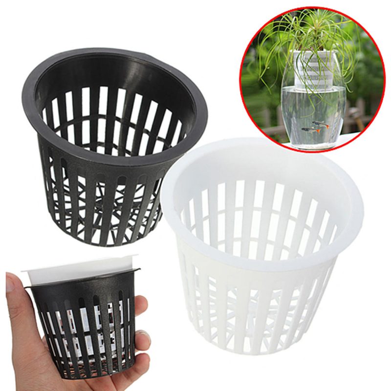 Muovinen Mesh Pot Net Basket Hydroponic Aeroponic Flower Container Plant Grow Pot Cup