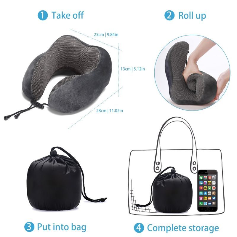 Travel Pillow U-muotoiset Memory Foam -kaulan Kohdunkaulan Tyynyt