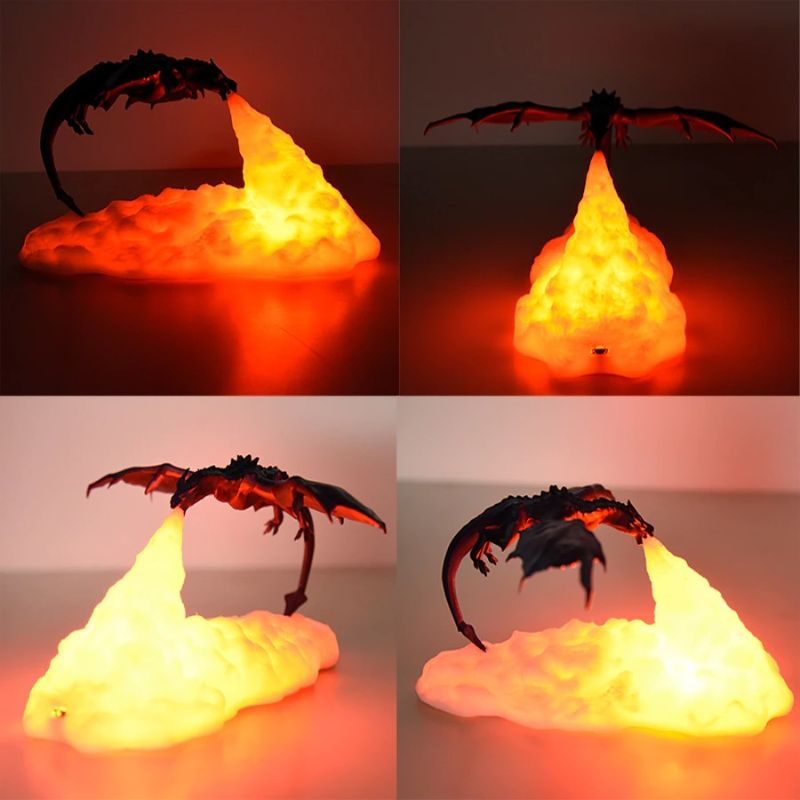 3d Dragon Lamp Makuuhuoneen Led-yövalo