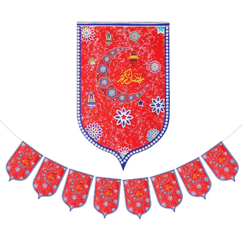 8 Kpl Ramadan Mubarak Arabic Bunting Islamic Celebration Lippulippukoristeita