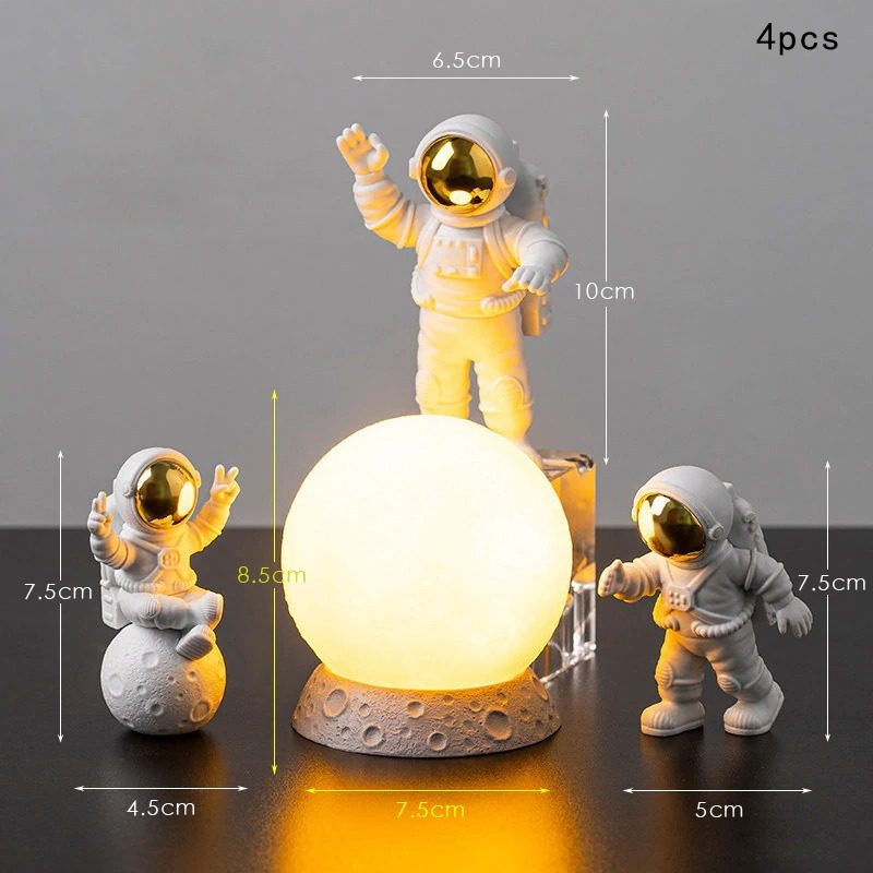 Astronautti Ja Moon Resin Decor -toimintahahmot