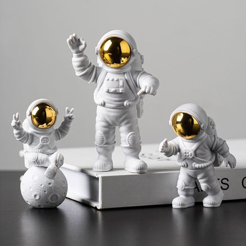 Astronautti Ja Moon Resin Decor -toimintahahmot