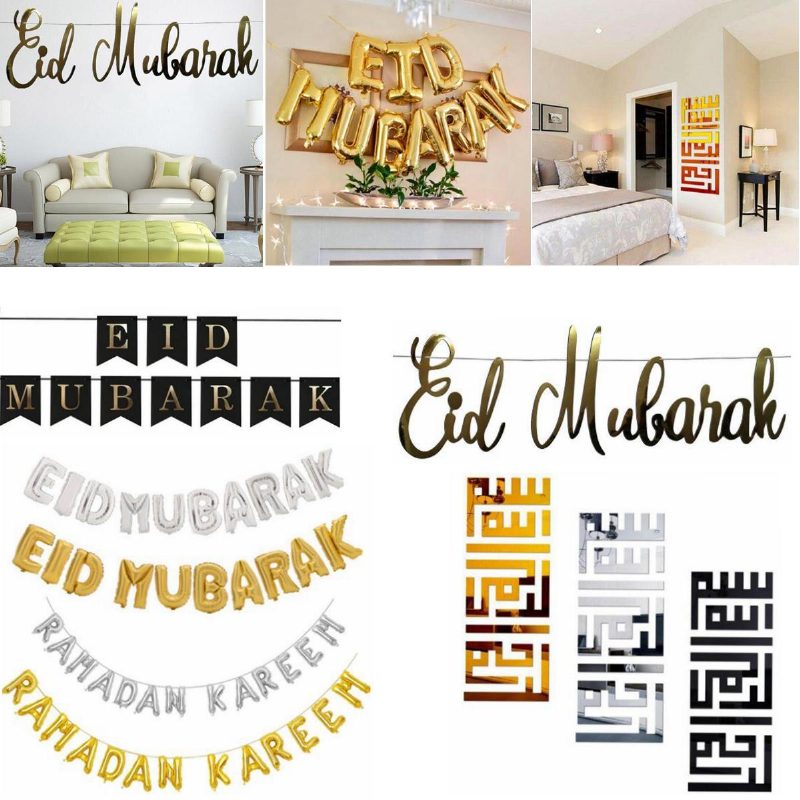 Eid Mubarak Ramadan Kareem Islamin Viiri Bunting Home Party Banner Koristeet