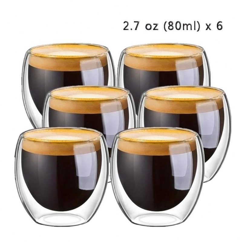 Espressokuppisetti 80 Ml 2.7 Unssia Kaksiseinämäinen Lämpöeristetty