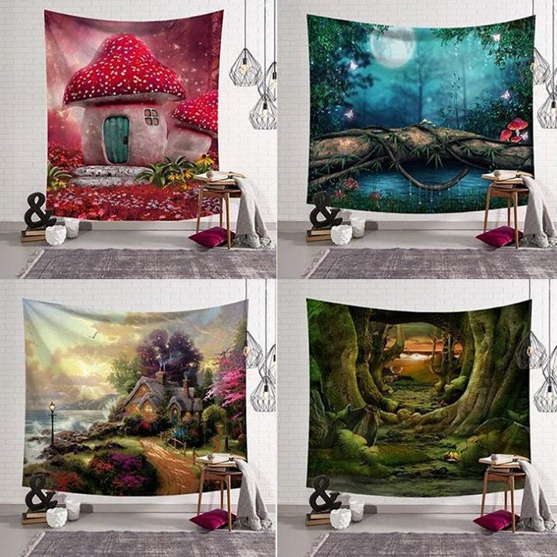 Fairy Forest Riippuva Seinävaippa Bohemian Hippie Throw Päiväpeite Kodin Koristeet