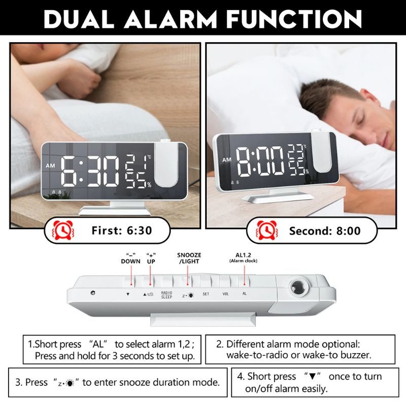 Herätyskello Led Fm Radio Digital Smart White