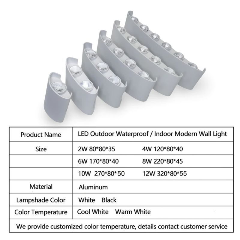 Led-seinävalaisin Seinävalaisin Ulkokäyttöön Vedenpitävä Puutarhavalaistus Alumiinia Ip65