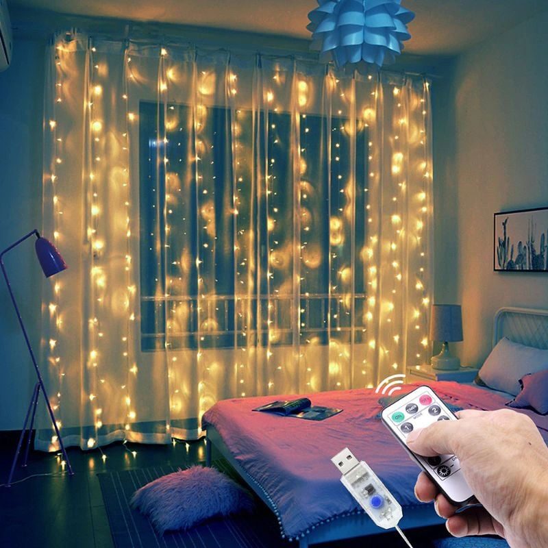 Led Verho Garland Usb String Lights Fairy Festoon Kaukosäätimellä