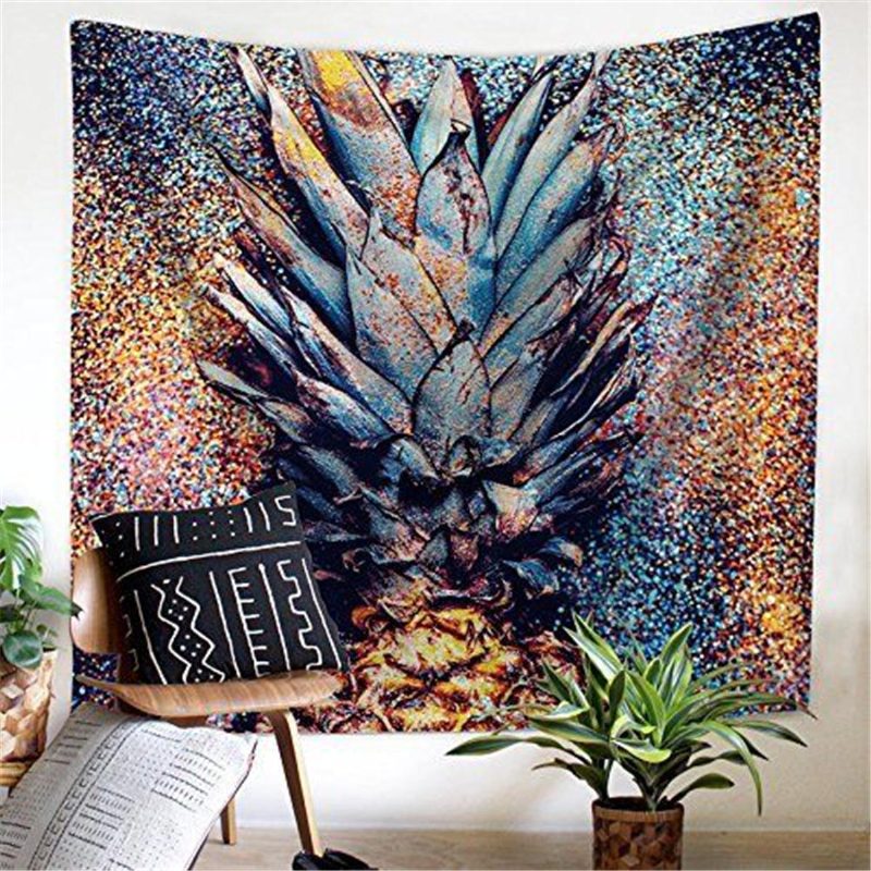 Mandala Tapestry Watercolour Ananas Print Intian Seinälle Ripustettava Kodin Sisustus