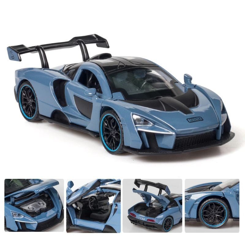 Mclaren Senna -metalliseos Urheiluautomalli Äänivalolla Takaisinvedettävä Lelu