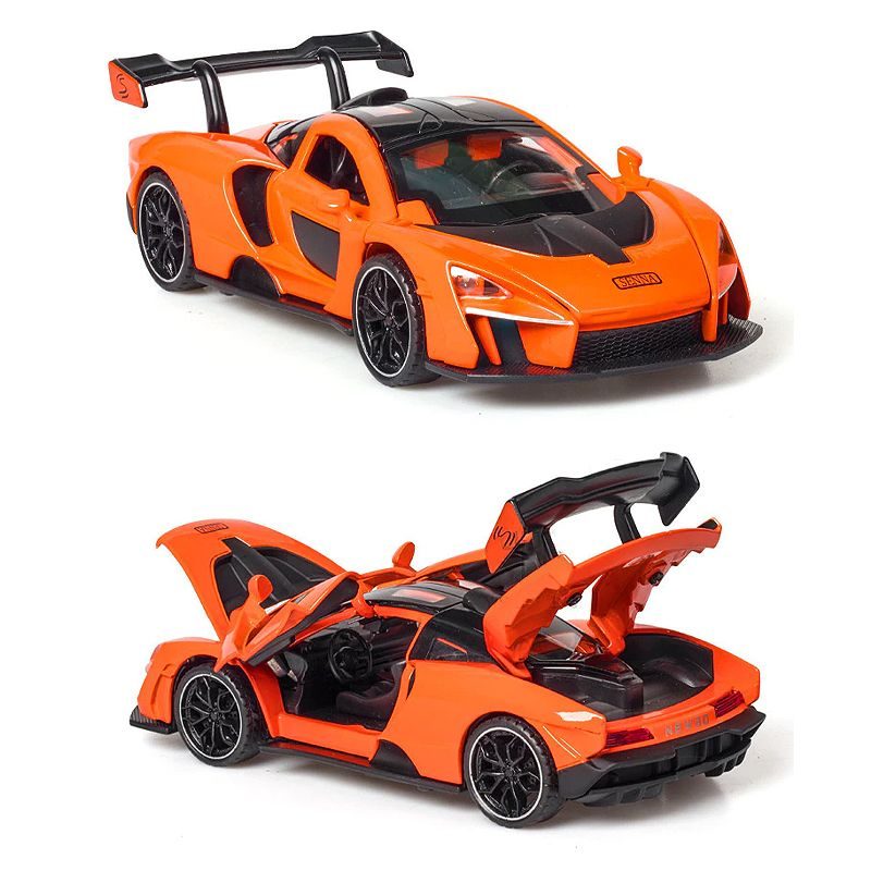 Mclaren Senna -metalliseos Urheiluautomalli Äänivalolla Takaisinvedettävä Lelu