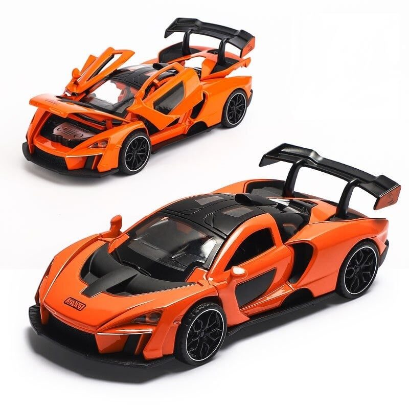 Mclaren Senna -metalliseos Urheiluautomalli Äänivalolla Takaisinvedettävä Lelu