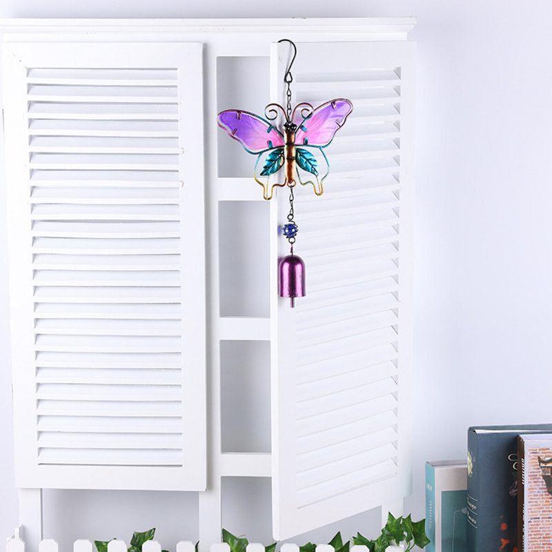 Metalli Butterfly Wind Chime Lasi Maalatut Koristeet Tuulikello Riipukset