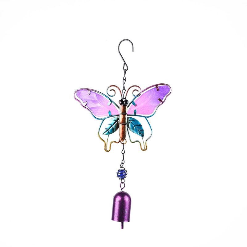 Metalli Butterfly Wind Chime Lasi Maalatut Koristeet Tuulikello Riipukset