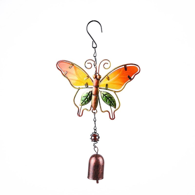 Metalli Butterfly Wind Chime Lasi Maalatut Koristeet Tuulikello Riipukset