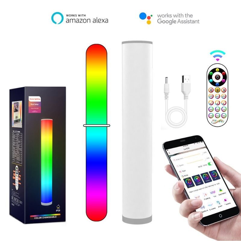 Moderni Led-sylinterinen Lattiavalaisin Sängyn Vieressä Rgb16 Color App Remote Usb