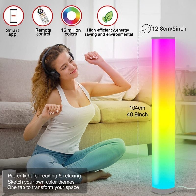 Moderni Led-sylinterinen Lattiavalaisin Sängyn Vieressä Rgb16 Color App Remote Usb