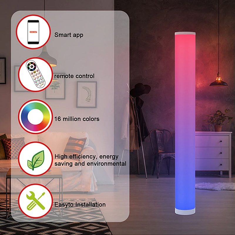 Moderni Led-sylinterinen Lattiavalaisin Sängyn Vieressä Rgb16 Color App Remote Usb