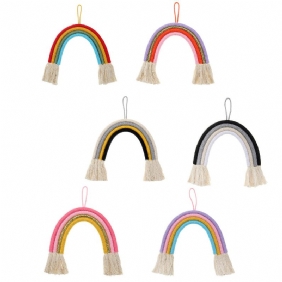 Nordic Style Verho Tupsu Rainbow Seinään Ripustettava Ornamentti Puuvillakuorikoristeet