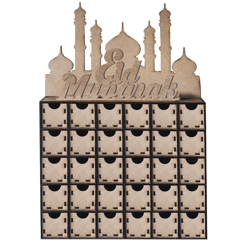 Puinen Mdf Eid Mubarak Ramadan Advent Calendar Kylttitalon Laatikko Kodinkoristeet