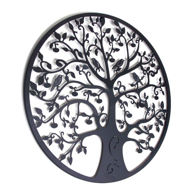 Pyöreä Seinäkoristeet Halkaisija 60 cm Tree Of Life Iron Art Kodin Ripustuskoriste