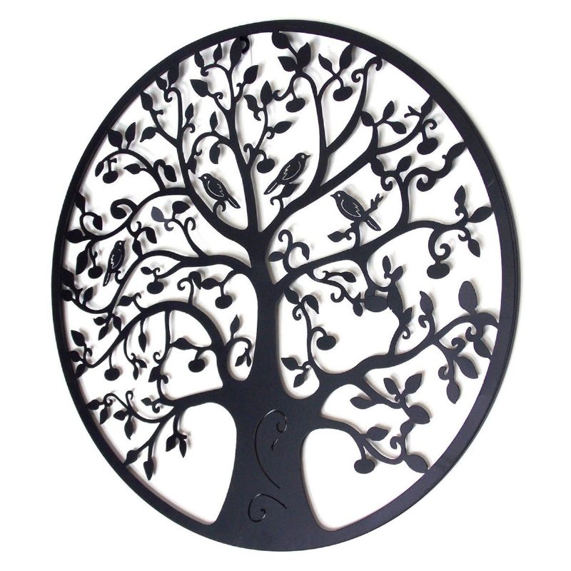 Pyöreä Seinäkoristeet Halkaisija 60 cm Tree Of Life Iron Art Kodin Ripustuskoriste