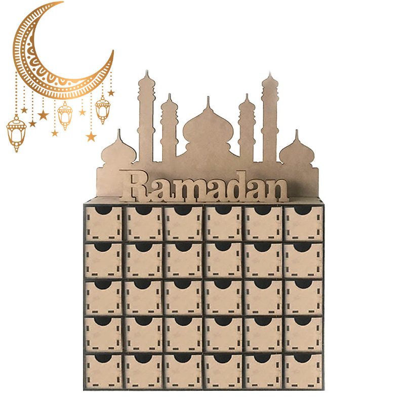 Ramadan Advent Calendar Tee-se-itse Talon Laatikko 30 Ristikkoa Mdf Telinekoristeet