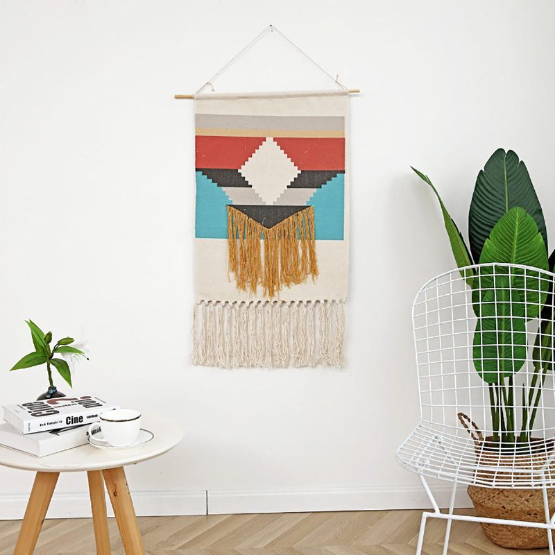 Tapestry Makrame Seinäripustin Tyylikäs Bohemian Home Huoneen Sisustus Geometrinen Taidematto