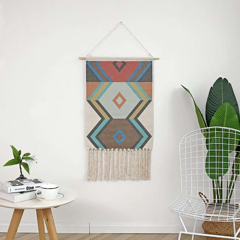 Tapestry Makrame Seinäripustin Tyylikäs Bohemian Home Huoneen Sisustus Geometrinen Taidematto