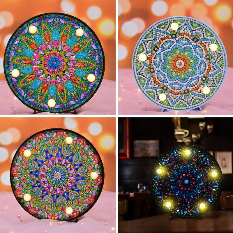 Tee-se-itse Mandala Led-timanttimaalaus Valolamppu Kirjontapora Art Craft Decor