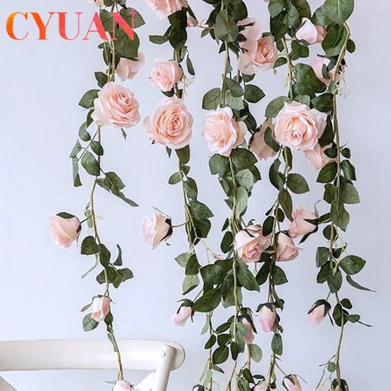 Tekokukat Koristeellinen Rose Ivy Vine Wedding Decor Real Touch Silkkikukka