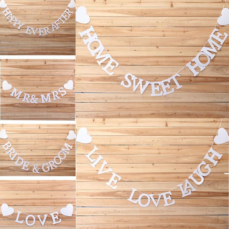 Vintage Wedding Bunting Banner Garland Morsiusjuhlien Valokuvarekvisiitta Riippuva Sisustus Seinäkoristeet