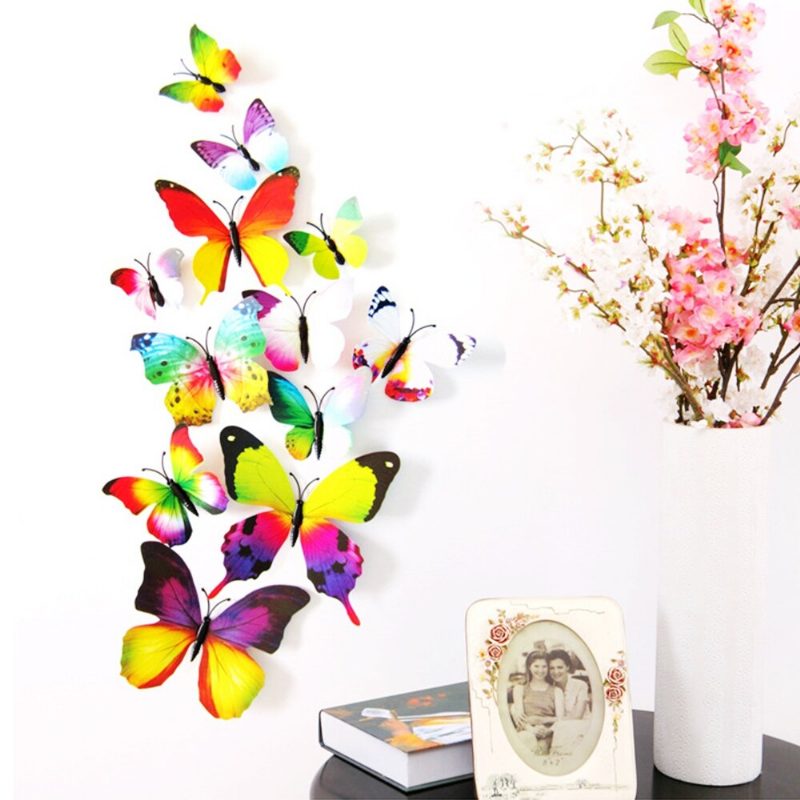 12 Kpl 3d Butterfly Design Tarra Art Seinätarrat Huoneen Koti