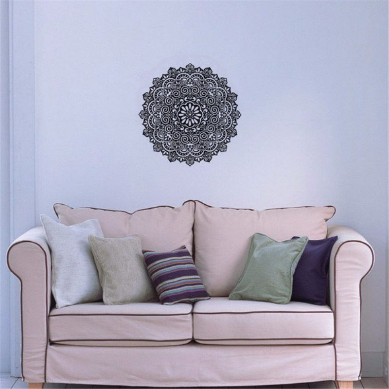 59x59cm Irrotettavat Mandala-kukka-seinätarrat Vinyyli Mandala-kuvioiset Pvc-seinätarrat