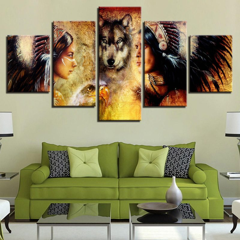 5kpl Setti Wolf Modern Canvas Print Maalauksia Seinätaide Kuvia Kodin Sisustus Kehystämätön