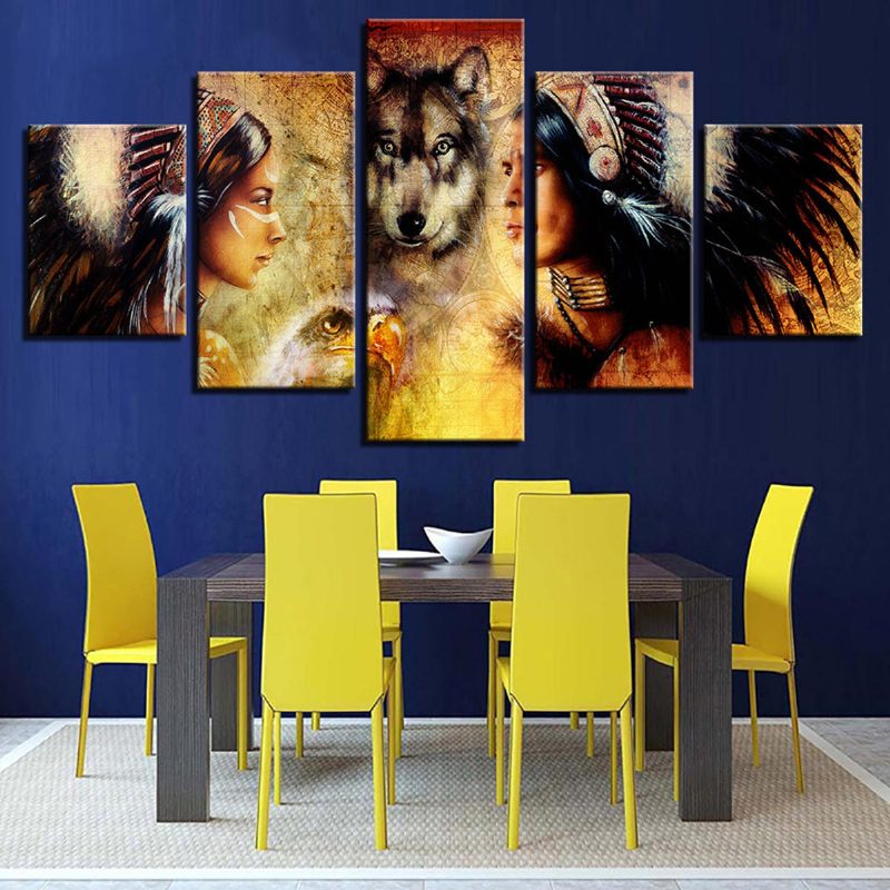 5kpl Setti Wolf Modern Canvas Print Maalauksia Seinätaide Kuvia Kodin Sisustus Kehystämätön