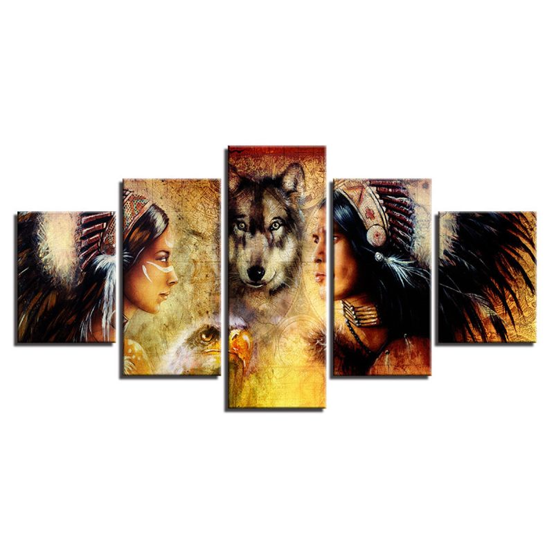 5kpl Setti Wolf Modern Canvas Print Maalauksia Seinätaide Kuvia Kodin Sisustus Kehystämätön