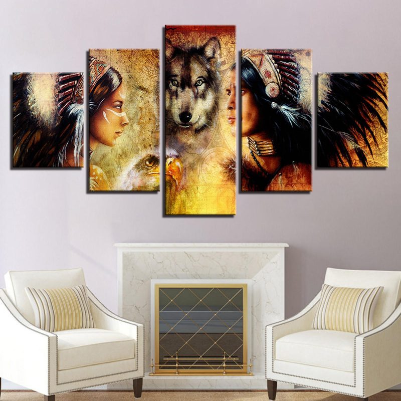 5kpl Setti Wolf Modern Canvas Print Maalauksia Seinätaide Kuvia Kodin Sisustus Kehystämätön