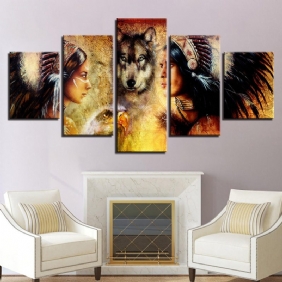 5kpl Setti Wolf Modern Canvas Print Maalauksia Seinätaide Kuvia Kodin Sisustus Kehystämätön