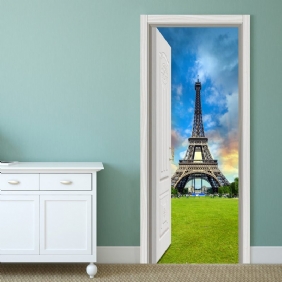 88x200cm Pag Jäljittelevä Ovi 3d-seinätarra Ocean Desert Eiffel Tower Ajar Door Kodin Seinän Koristelu Lahja