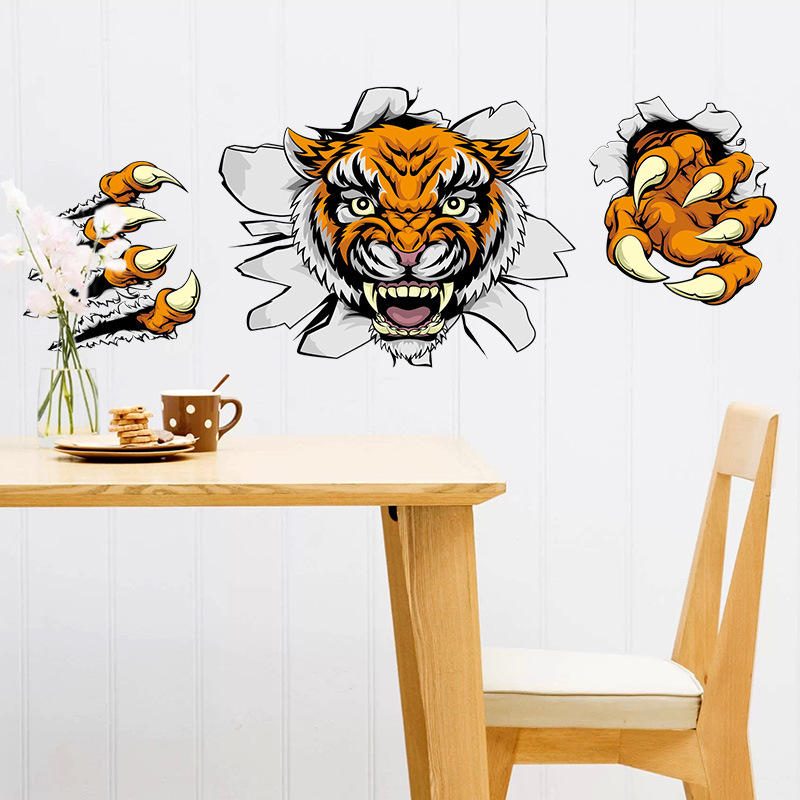 Creative Company Toimistokoristeet Seinätarrat Dominoiva 3d Tiger Broken Wall 30* 90cm