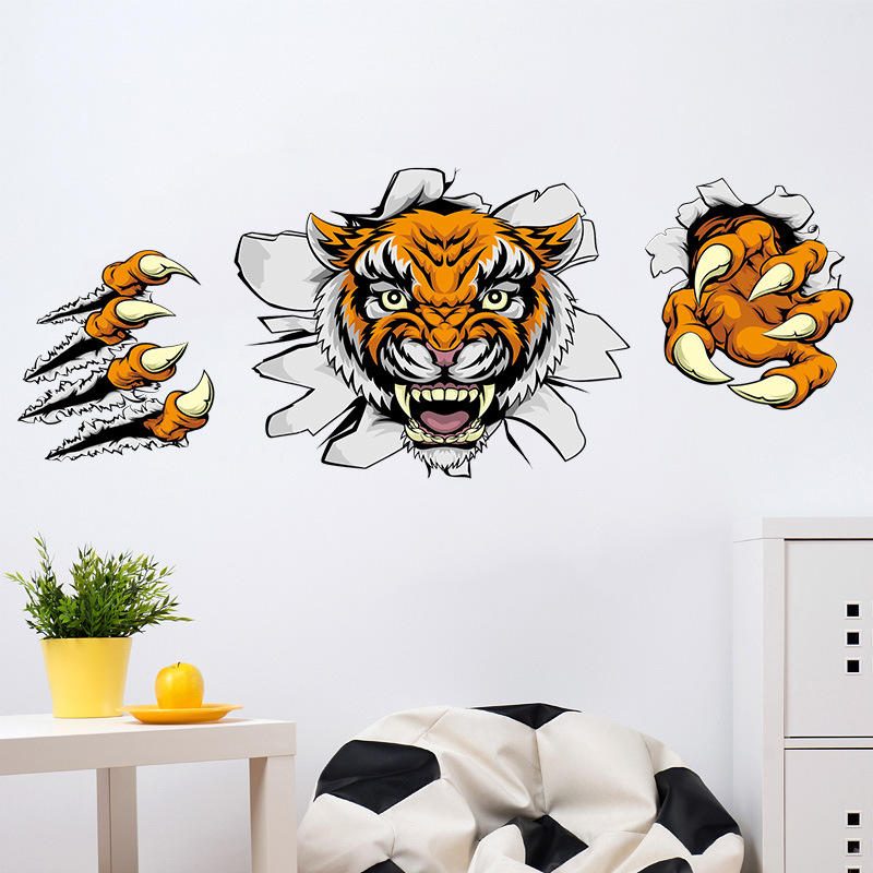 Creative Company Toimistokoristeet Seinätarrat Dominoiva 3d Tiger Broken Wall 30* 90cm