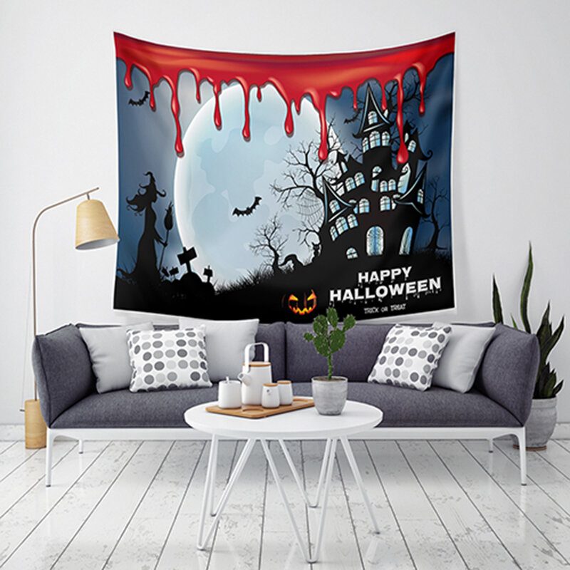 Lwg6 Halloween Tapestry Pumpkin Print Riippuva Wall Art Kodinsisustus Halloween-koristeet Kotiin