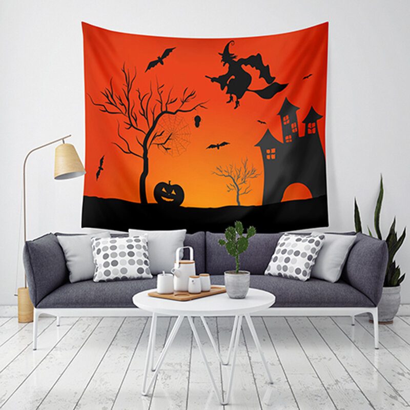 Lwg6 Halloween Tapestry Pumpkin Print Riippuva Wall Art Kodinsisustus Halloween-koristeet Kotiin