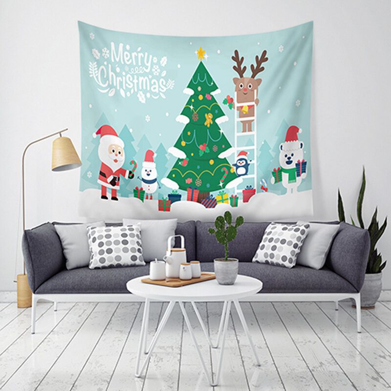 Lwg7 Christmas Tapestry Santa Print Seinälle Ripustettava Art Joulukoristeet Kodin Sisustukseen