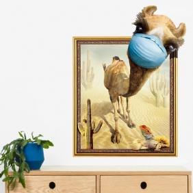 Miico Creative 3d Desert Camel Frame Pvc Irrotettava Kotihuoneen Koristeellinen Seinäoven Sisustustarra