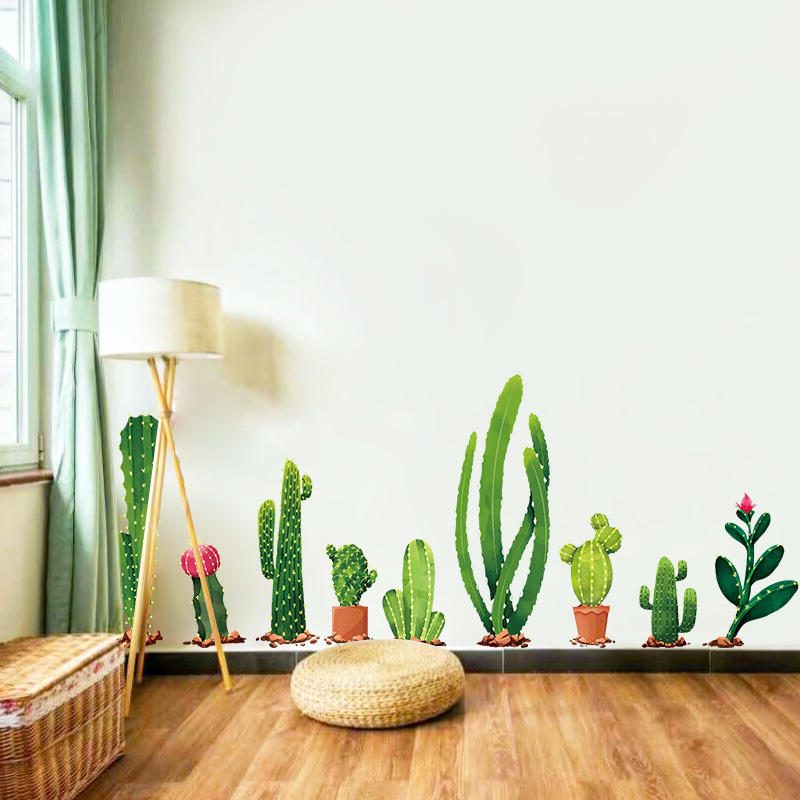 Miico Creative Cartoon Cactus Pvc Irrotettava Kotihuoneen Koristeellinen Seinäoven Koristetarra